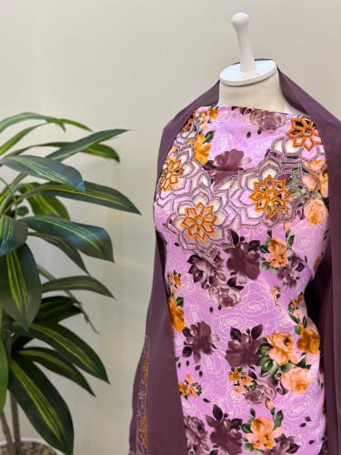 مخور حرير ايطالي ناعم مع طرحة مطرزة