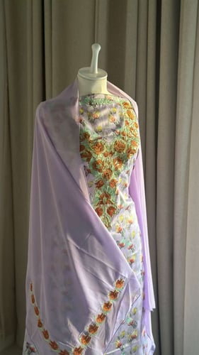 مخور حرير مع طرحة -قماش