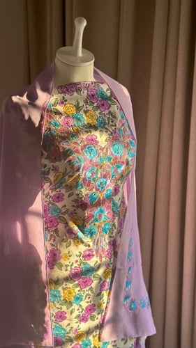 مخور حرير مع طرحة -قماش