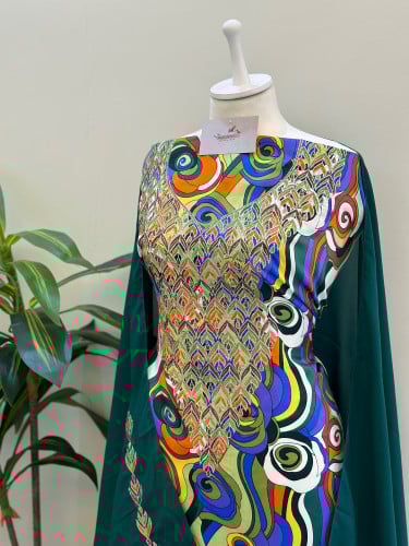 مخور حرير ايطالي ناعم مع طرحة مطرزة