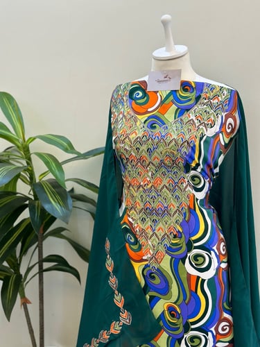 مخور حرير ايطالي ناعم مع طرحة مطرزة