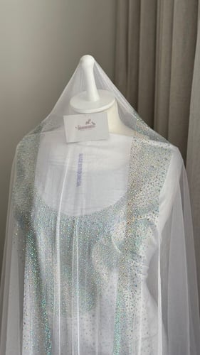 قماش-مخور حرير ارماني مرصع بالكرستال مع بشت