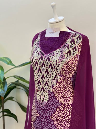 مخور حرير ايطالي ناعم مع طرحة مطرزة