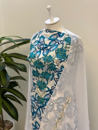 مخور حرير ايطالي ناعم مع طرحة مطرزة