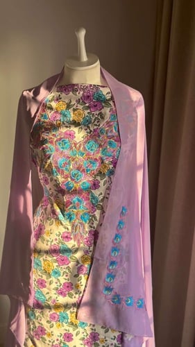 مخور حرير مع طرحة -قماش