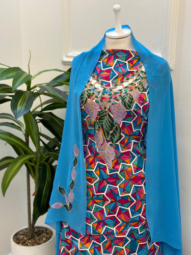 مخور مخرم حرير متروس فصوص اندونسي ناعم مع طرحة مطر...