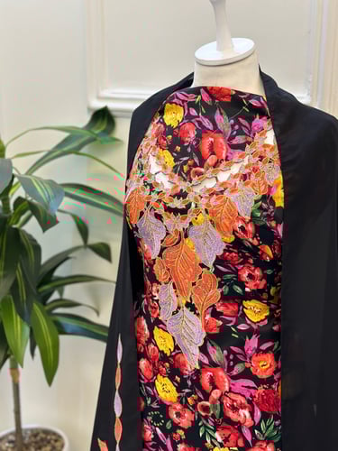 مخور مخرم حرير متروس فصوص اندونسي ناعم مع طرحة مطر...