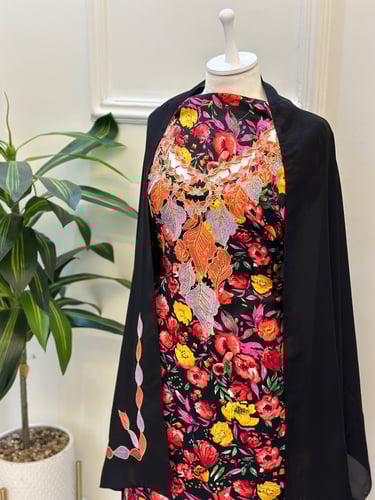 مخور مخرم حرير متروس فصوص اندونسي ناعم مع طرحة مطر...