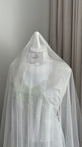 قماش-مخور حرير ارماني مرصع بالكرستال مع بشت