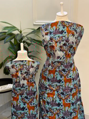 طقم مخور الغزالة حرير للام وطفلة مع كرستالات انيق...