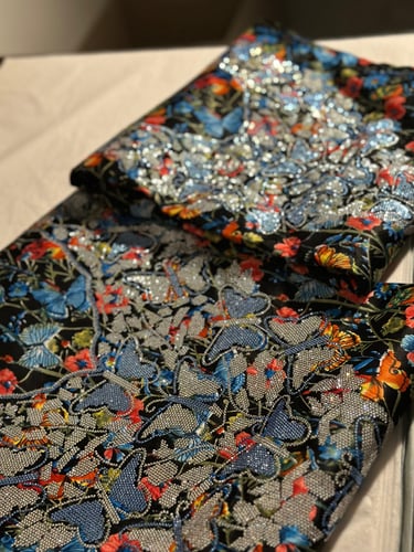 طقم مخور الفراشات حرير للام والبنت/قماش