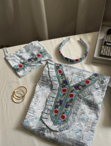 مخور حرير بناتي مع طوق شعر وشنطة