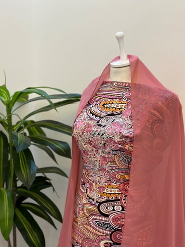 مخور حرير ايطالي ناعم مع طرحة مطرزة