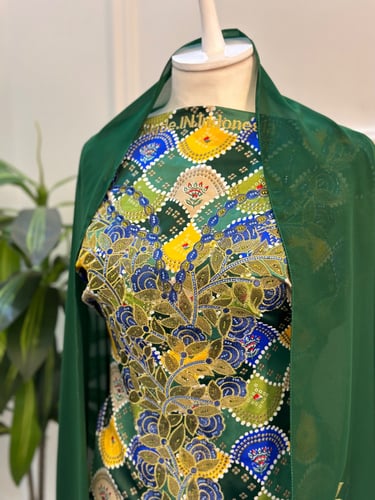 مخور مخرم حرير متروس فصوص اندونسي ناعم مع طرحة مطر...