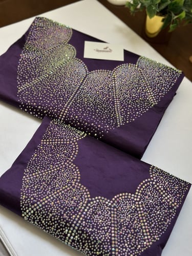 قماش-طقم الأم وبنتها مخور حرير ارماني مرصع بالكرست...