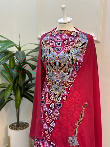 مخور مخرم حرير متروس فصوص اندونسي ناعم مع طرحة مطر...