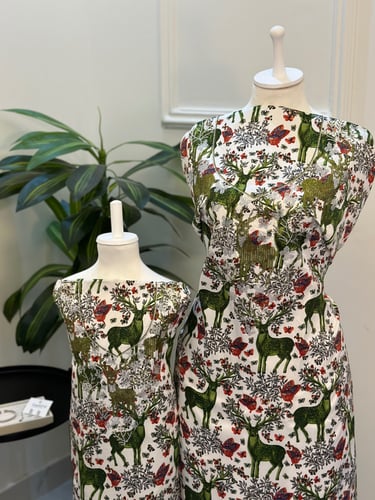 طقم مخور الغزالة حرير للام وطفلة مع كرستالات انيق...