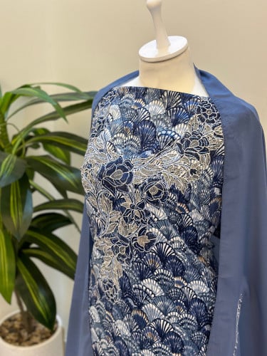 مخور حرير ايطالي ناعم مع طرحة مطرزة