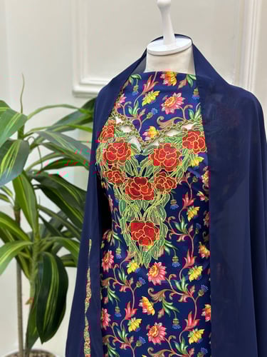 مخور مخرم حرير متروس فصوص اندونسي ناعم مع طرحة مطر...