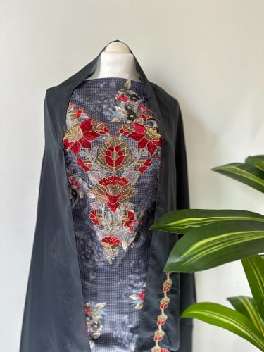 مخور حرير ايطالي ناعم مع طرحة مطرزة