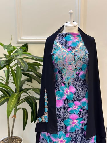 مخور مخرم حرير متروس فصوص اندونسي ناعم مع طرحة مطر...