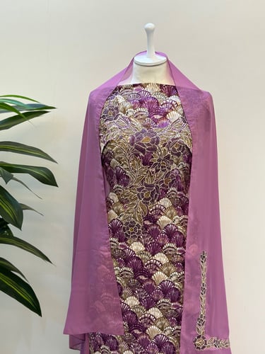 مخور حرير ايطالي ناعم مع طرحة مطرزة