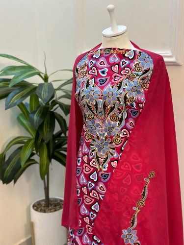 مخور مخرم حرير متروس فصوص اندونسي ناعم مع طرحة مطر...