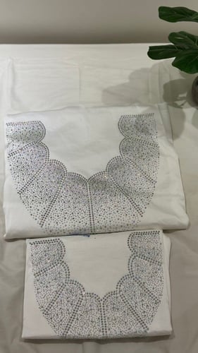 قماش-طقم الأم وبنتها مخور حرير ارماني مرصع بالكرست...