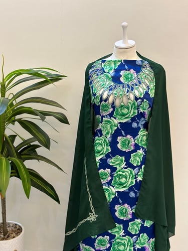 مخور حرير ايطالي ناعم مع طرحة مطرزة