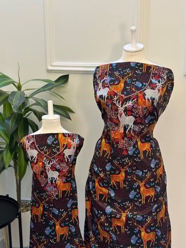 طقم مخور الغزالة حرير للام وطفلة مع كرستالات انيق...