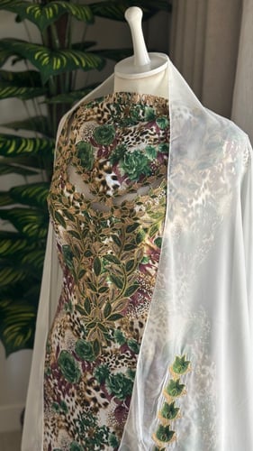 مخور حرير مع طرحة -قماش