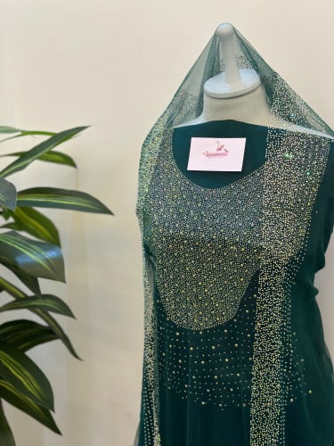 مخور حرير ارماني مرصع بالكرستالات مع بشت-اخضر