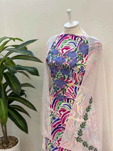 مخور حرير ايطالي ناعم مع طرحة مطرزة