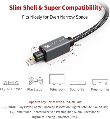 iVANKY Optical Audio Cable, Slim Optical Cable Dig...