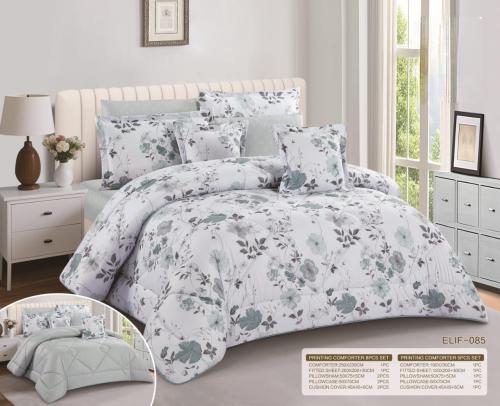 مفرش سرير نفر ونص​ ايليف 5 قطع - رمادي مشجر