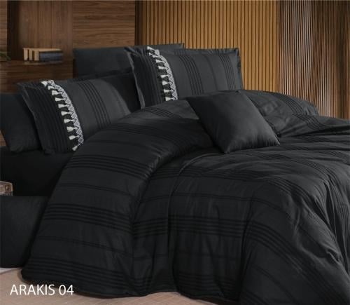 مفرش سرير اراكس 8 قطع تركي - اسود