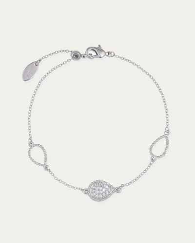 إسوارة قطرات الماء الفضية تصميم ناعم ببريق الألماس