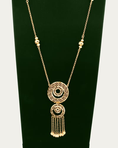 طقم ذهبي مكون من سلسال وحلق تصميم دائري ناعم