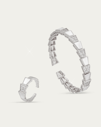 طقم سيربنتي اسوارة وخاتم تصميم ماسي