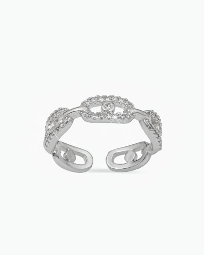 خاتم نسائي تصميم عالمي يزدان بالزركون لون ماسي