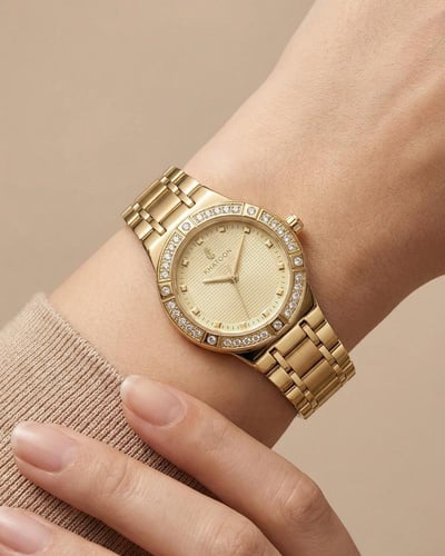 ساعة يد نسائية من خاتون تصميم ذهبي لعاشقات الفخامة