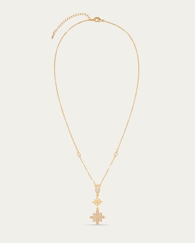 سلسال ذهبي للنساء بتصميم الزهور النباتية مرصع بالز...