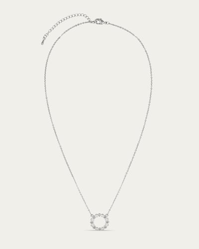 سلسال بدلاية دائري تصميم شومية فضي مرصع بالزركون