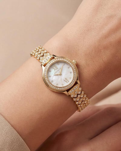 ساعة أصلية من خاتون تصميم ذهبي فاخر بلمعة الألماس