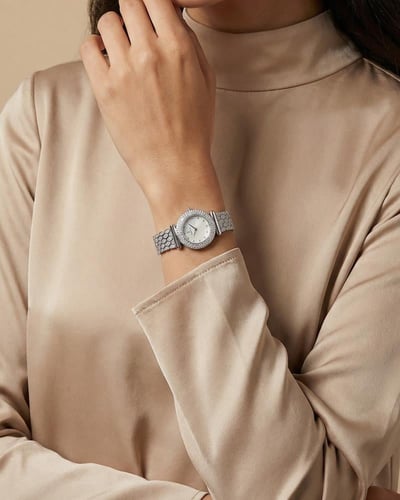 ساعة فاخرة للنساء من خاتون تصميم فضي