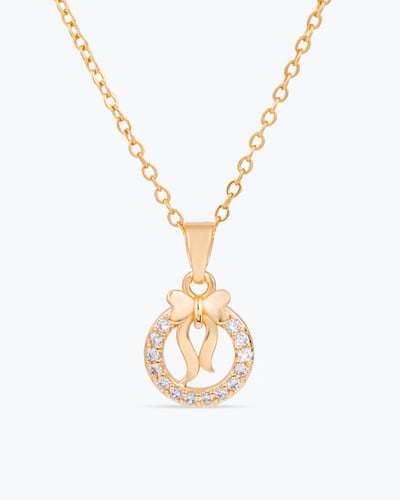 طقم مجوهرات أطفال بإطار مزين بالزركون وتصميم ربطة...