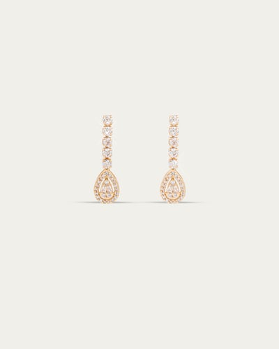 طقم القطرة الذهبية من سلسال وحلق مرصع بالزركون