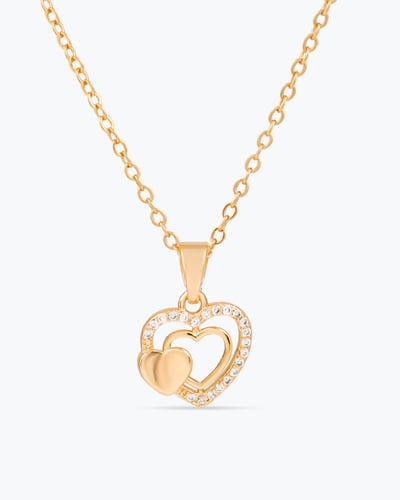 طقم اطفال ذهبي بتصميم القلوب الثلاثية