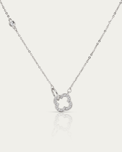 سلسال نسائي راقي بتصميم الوردة الرباعية مرصع بالزر...