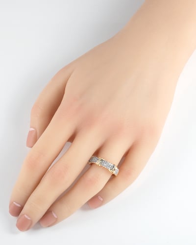 خاتم نسائي انيق باللون الذهبي والفضي تصميم كاجوال